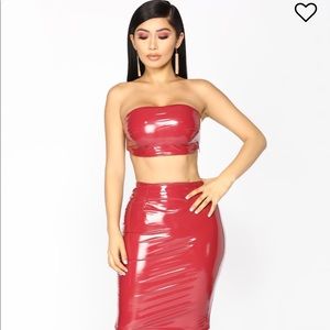 2 Piece Latex Skirt Set.